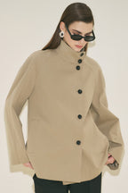 Sand Henna High-Collar Trench Coat