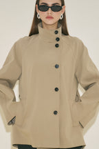 Sand Henna High-Collar Trench Coat