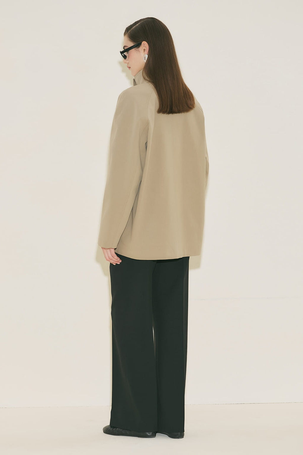 Sand Henna High-Collar Trench Coat