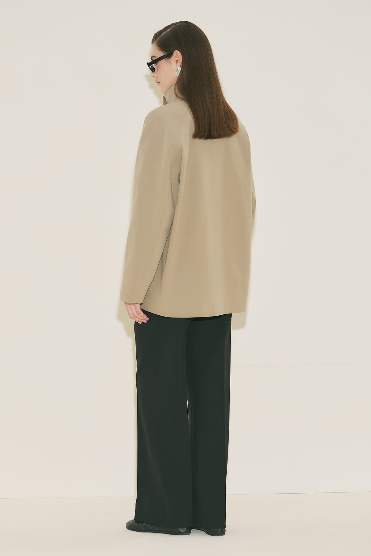Sand Henna High-Collar Trench Coat
