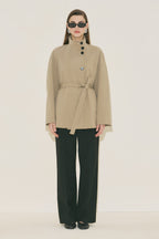 Sand Henna High-Collar Trench Coat