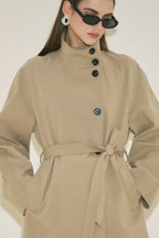 Sand Henna High-Collar Trench Coat
