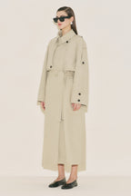 Limited edition wide sleeve trench coat suit green