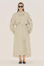 Limited edition wide sleeve trench coat suit green