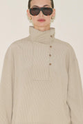 Wide Collar Striped Blouse Beige