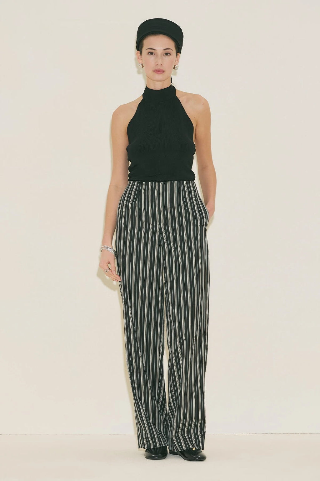Classic Striped Trousers Black