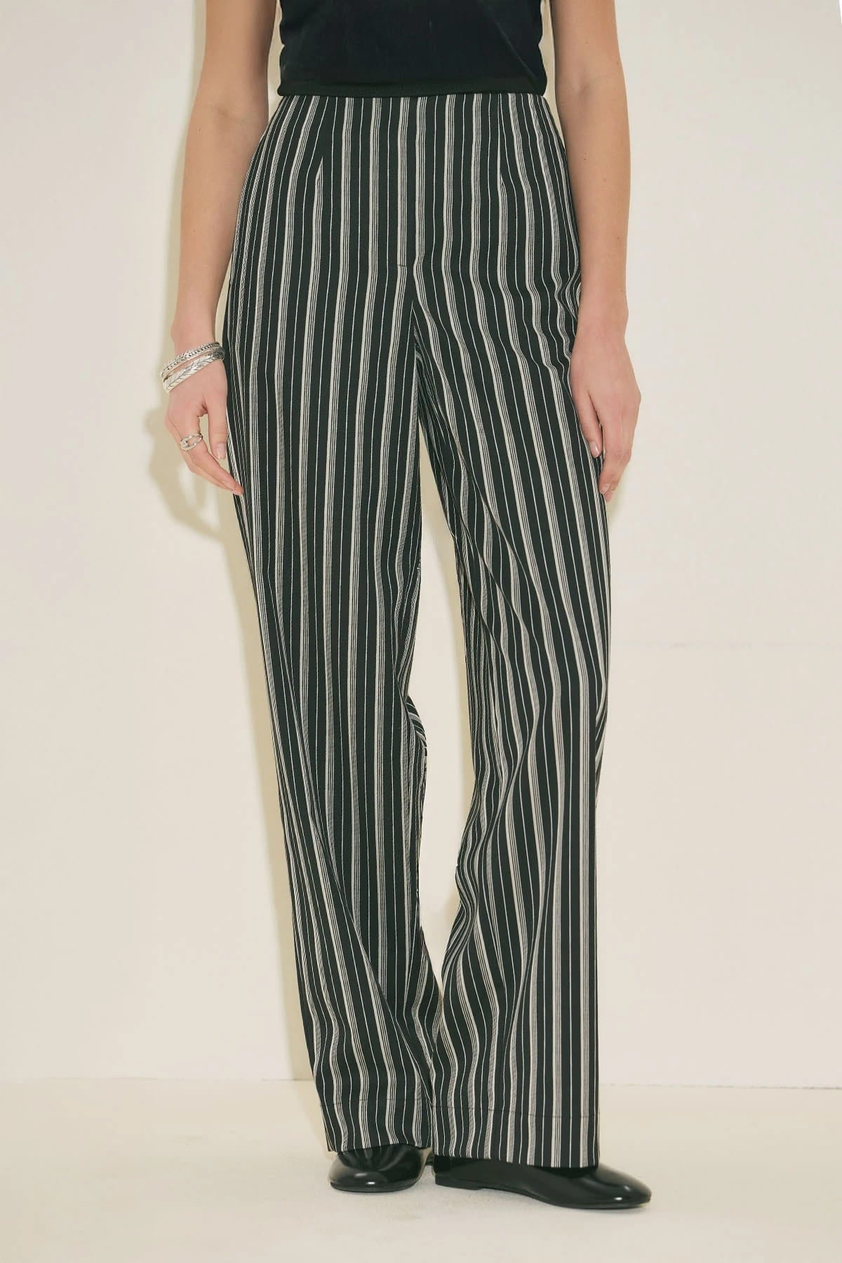 Classic Striped Trousers Black