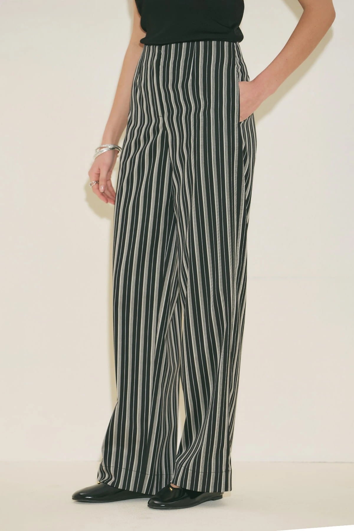 Classic Striped Trousers Black