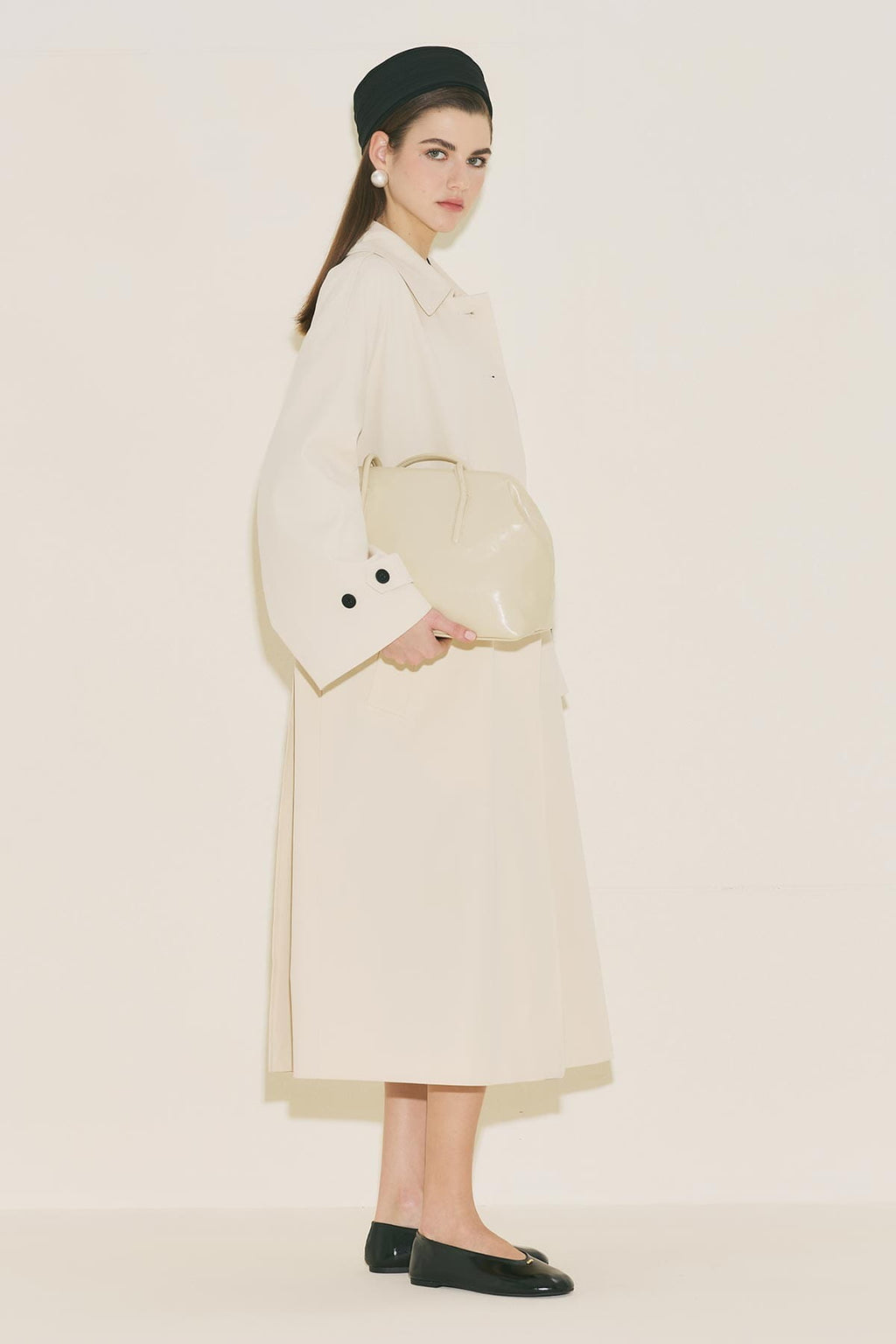 Menace Buttoned Trench Coat Vanilla