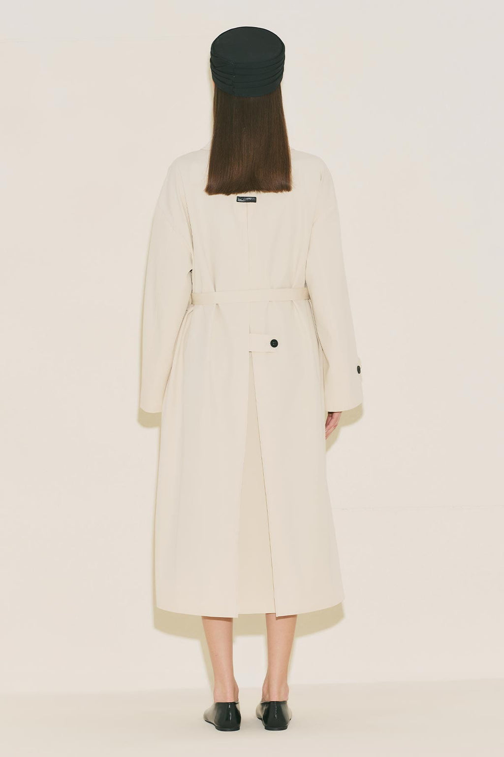 Menace Buttoned Trench Coat Vanilla
