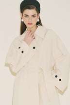Menace Buttoned Trench Coat Vanilla