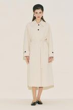 Menace Buttoned Trench Coat Vanilla