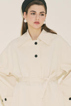 Menace Buttoned Trench Coat Vanilla