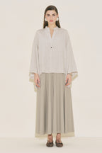 Brown striped kimono sleeve blouse