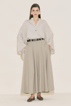 Brown striped kimono sleeve blouse