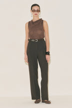 Yui Belted Tailored Suit Brown