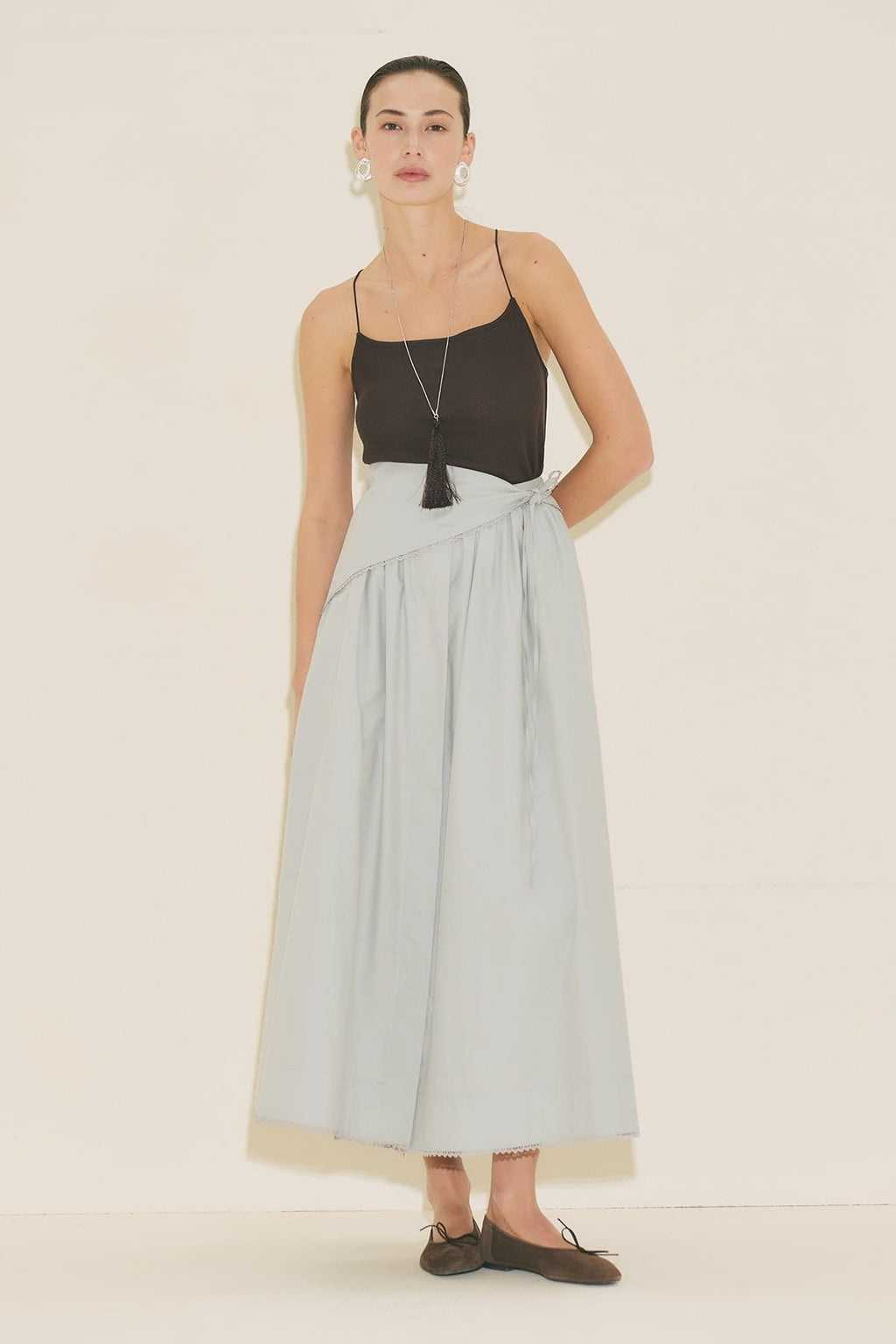 Poplin Skirt Suit Blue