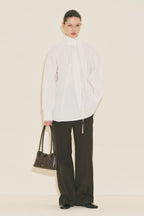 Tie-Neck Blouse Skirt Suit Ecru