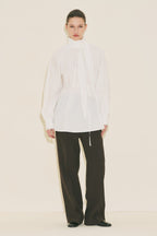 Tie-Neck Blouse Skirt Suit Ecru