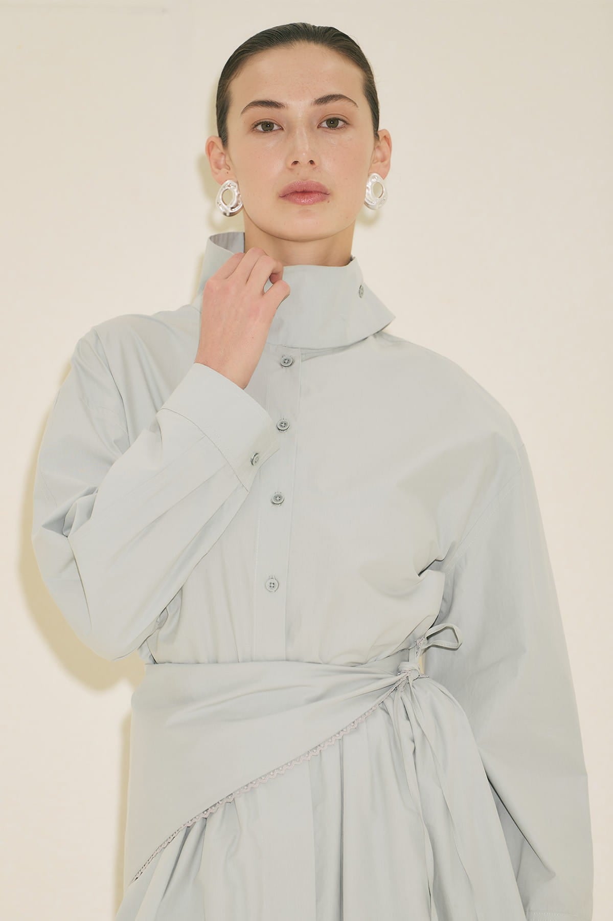 High Neck Shirt Blue