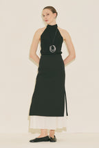 Crush fabric suit ecru