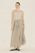 Asymmetric Belted Skirt Stone