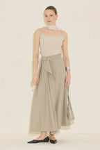Asymmetric Belted Skirt Stone