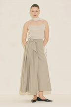 Asymmetric Belted Skirt Stone