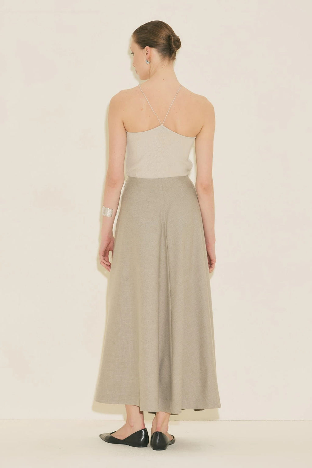 Asymmetric Belted Skirt Stone