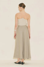 Asymmetric Belted Skirt Stone
