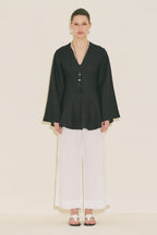 Linen voluminous tunic black