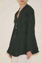 Linen voluminous tunic black