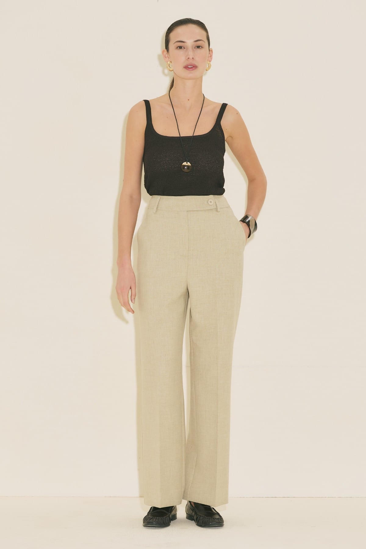 Straight classic trousers green
