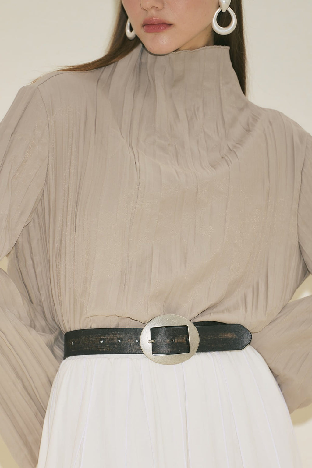 Large Oval Buckle Belt Black