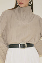 Large Oval Buckle Belt Black