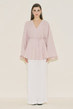 Linen voluminous tunic pink