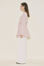 Linen voluminous tunic pink