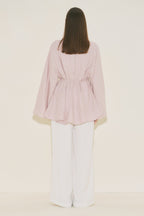 Linen voluminous tunic pink