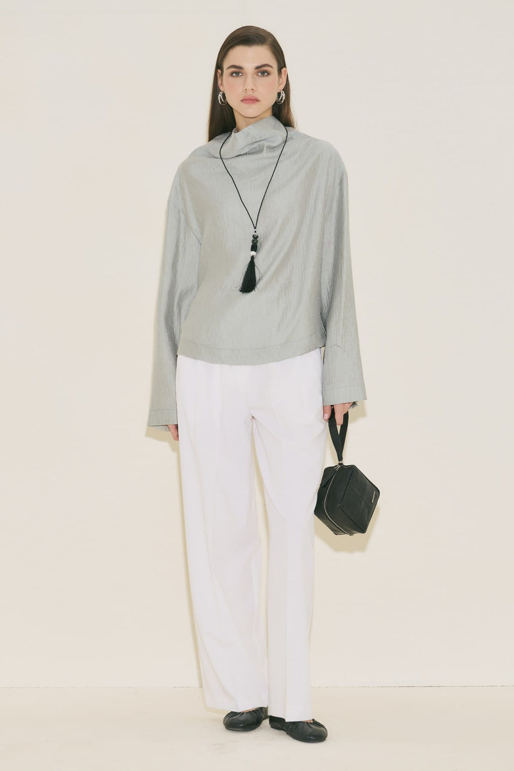Textured Flowing Blouse Blue