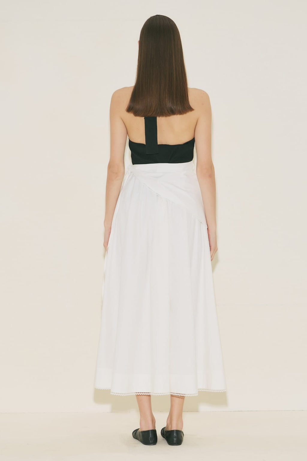Tie-Neck Blouse Skirt Suit Ecru
