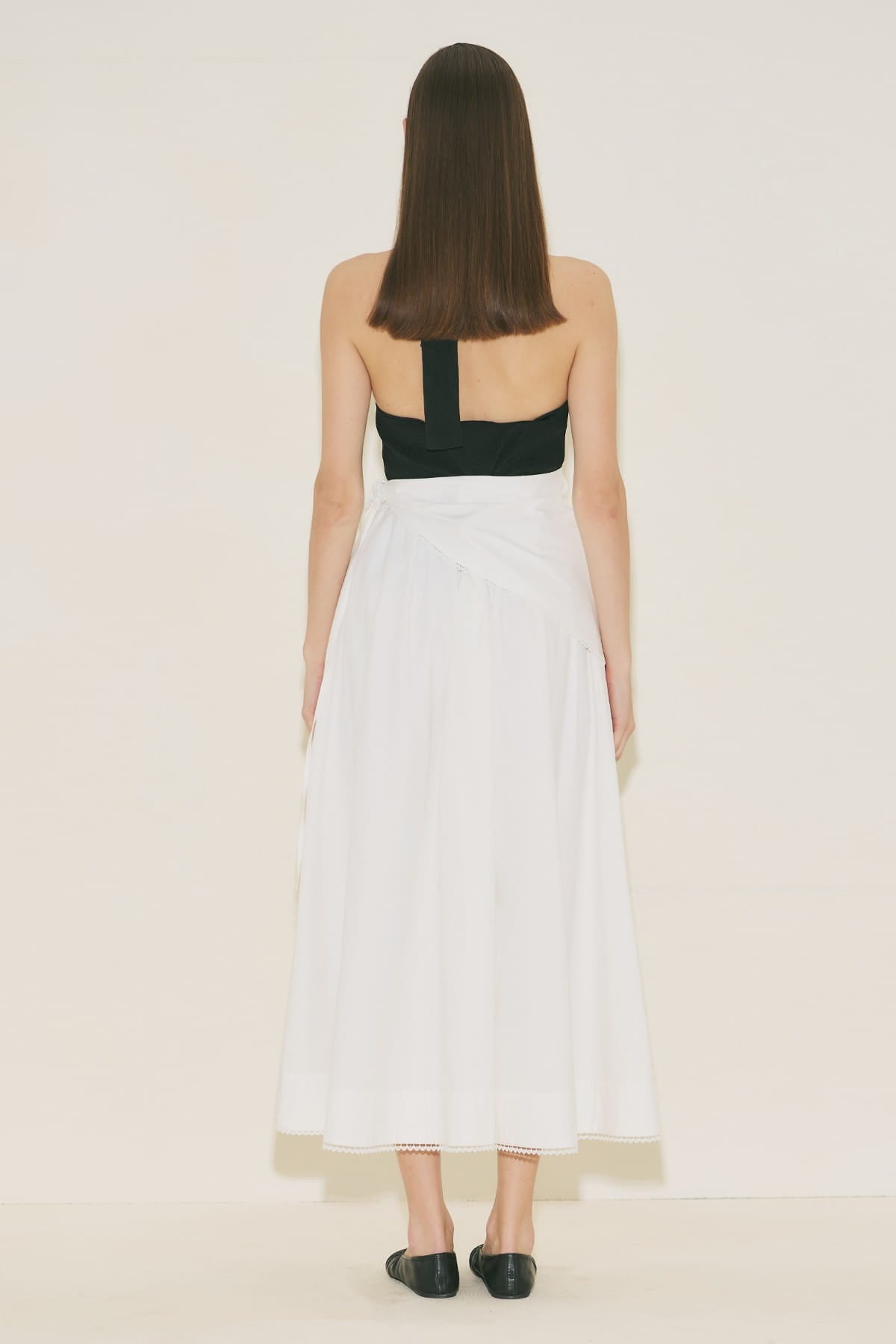 Tie-Neck Blouse Skirt Suit Ecru