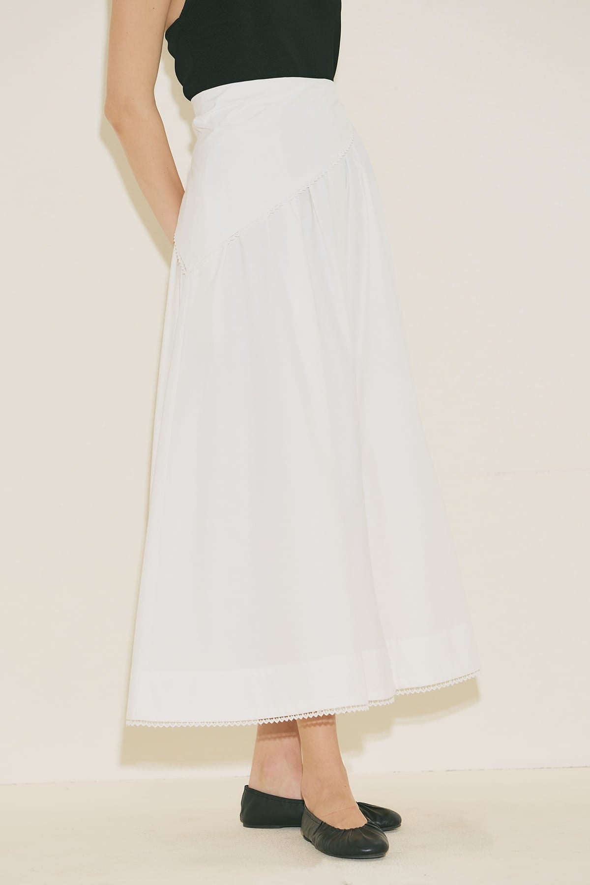 Tie-Neck Blouse Skirt Suit Ecru