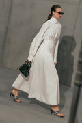 Ecru Button Front Poplin Skirt