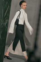 Crush fabric suit ecru