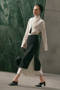 Crush fabric suit ecru
