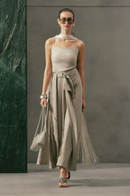 Asymmetric Belted Skirt Stone