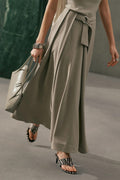 Asymmetric Belted Skirt Stone