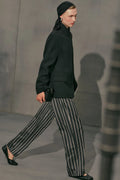 Classic Striped Trousers Black
