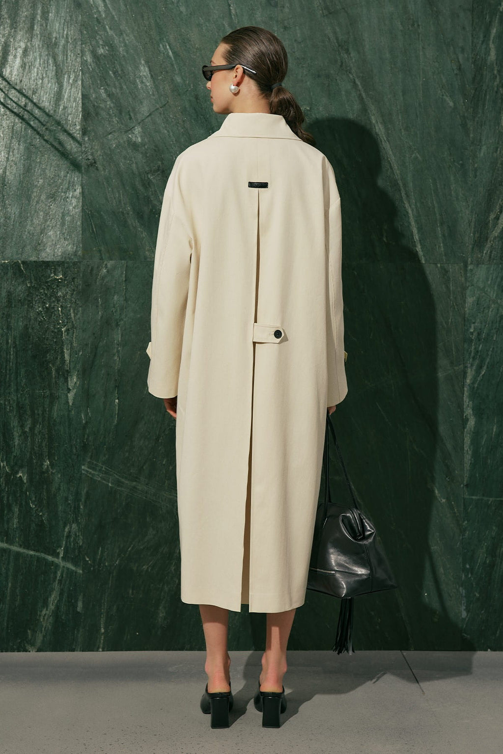 Menace Buttoned Trench Coat Vanilla