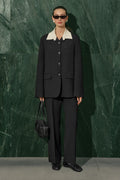 Contrast Collar Suit Black